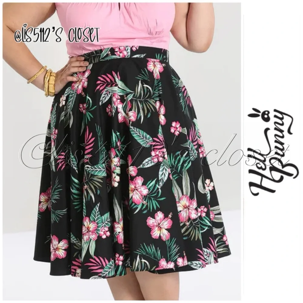 Hell Bunny Kalani 50’s Tropical Flower Pinup Swing Skirt 2X — fits 1X - Picture 15 of 15